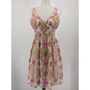 Milly Mini Dress Pink Gold Floral Sleeveless V